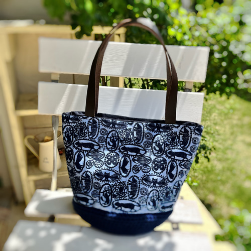 ミナペルホネン jungle relief 編み編み丸底バッグ バケツバック 