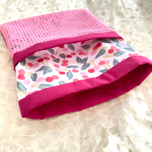 ワンピース専用移動ポケット リバティ生地使用 チェリー・ドロップ 蓋