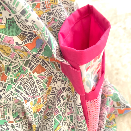 ワンピース専用移動ポケット リバティ生地使用 チェリー・ドロップ 蓋