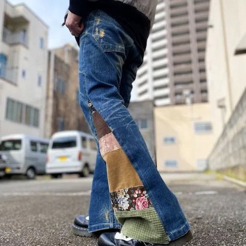 リメイクヒッピーデニム パッチワーク SW2-94 ロングパンツ リメイクヒッピーデニム パッチワーク SW2-94 ロングパンツ