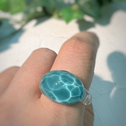 Creema限定！Sea glass ring＊ディープシーブルー 1枚目の画像