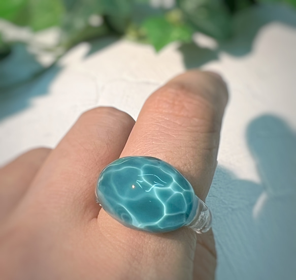 Creema限定！Sea glass ring＊ディープシーブルー 1枚目の画像