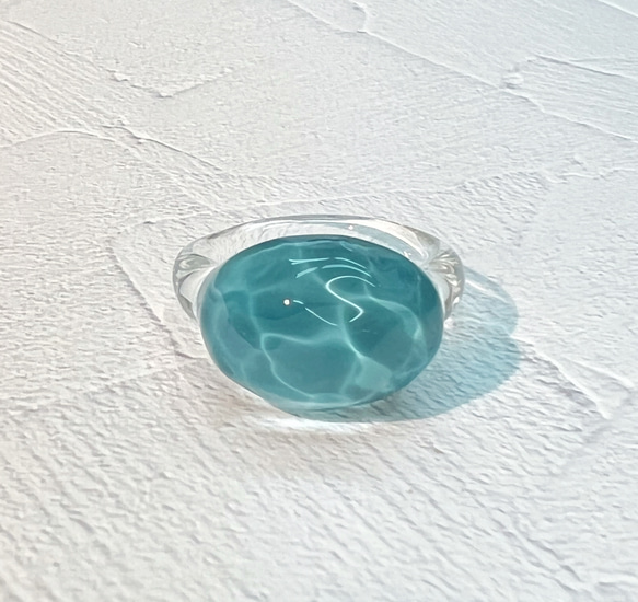 Creema限定！Sea glass ring＊ディープシーブルー 3枚目の画像