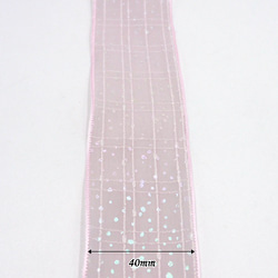 レインボードットシフォンリボン（Plaid pattern / ピンク）40mm x 1m 4枚目の画像