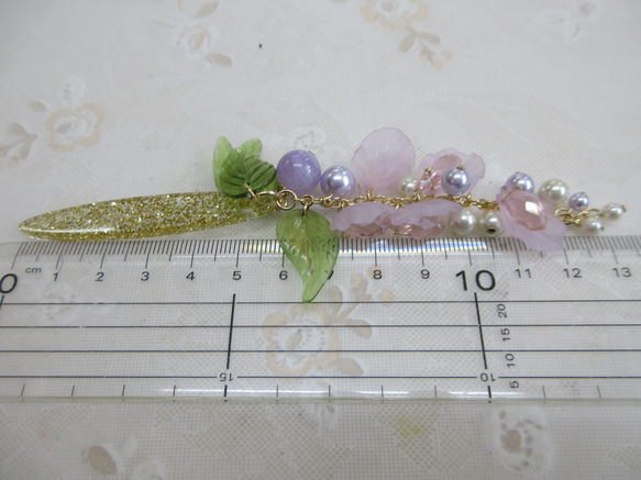 <帯飾り>天然石　ラベンダーアメジスト藤の花 7枚目の画像