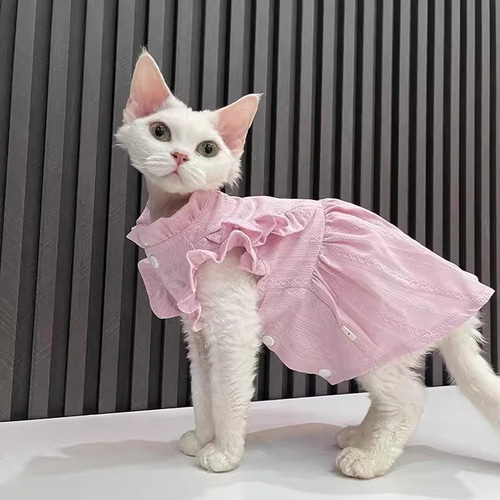 オーダーメイド可能〉猫服 犬服 ペット服 ネコ 桜色プリンセス袖