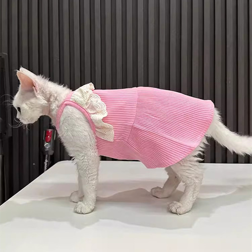オーダーメイド可能〉猫服 犬服 ペット服 ネコ ピンクの