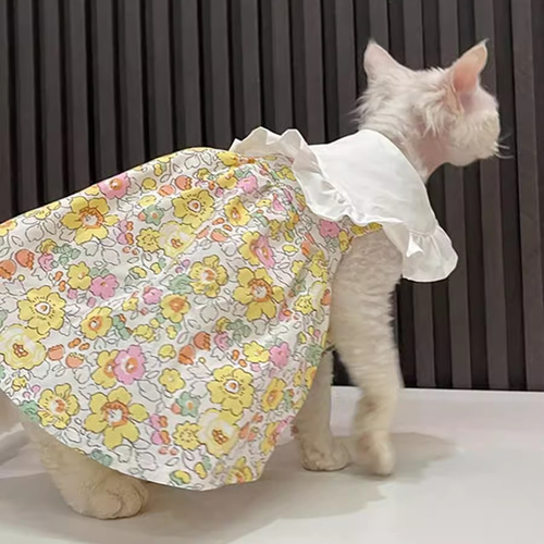 オーダーメイド可能〉猫服 犬服 ペット服 ネコ 多い花模様プリンセス