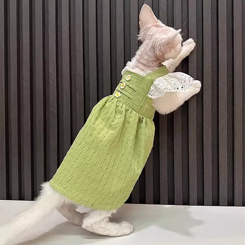 史上最も激安 オーダーメイド可能〉猫服 緑のプリンセス ネコ ペット服 犬服 犬服・アクセサリー