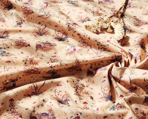 チン　ジン　진　韓国無形文化作品　16\"×3.5\" 韓国伝統パターン シンサイムダン 草と虫の絵 草虫図 コットン 45