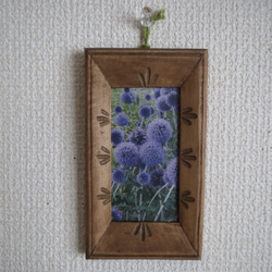 受注制作）木彫りの珍しい8角形のフレーム☆可愛いハナミズキと小鳥が1