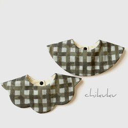 ★ターコイズギンガムチェック×セサミ★ ハンドメイド　リバーシブル　スタイ ☆ターコイズギンガムチェック×セサミ☆ ハンドメイド