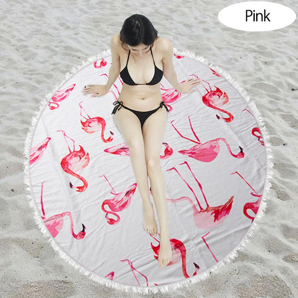 ラウンドビーチタオル ビーチタオル 円形 大判 150cm丸 円 アウトドア 海 海水浴 ピクニック レジャーシート 7枚目の画像