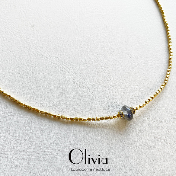 [限時促銷 1000 日圓優惠] 拉長石項圈項鍊 c789 第2張的照片