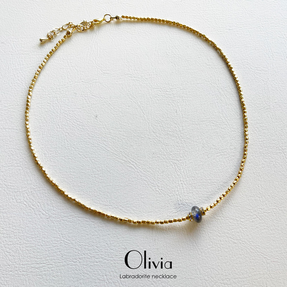 [限時促銷 1000 日圓優惠] 拉長石項圈項鍊 c789 第1張的照片