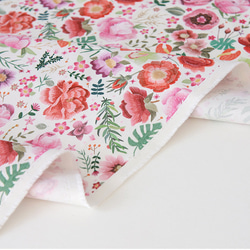 韓国製 花柄 刺繍風ピオニー 芍薬の庭 生地 コットン100％シーチング Embroidery Peony 7枚目の画像