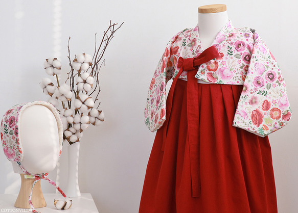 韓国製 花柄 刺繍風ピオニー 芍薬の庭 生地 コットン100％シーチング Embroidery Peony 9枚目の画像