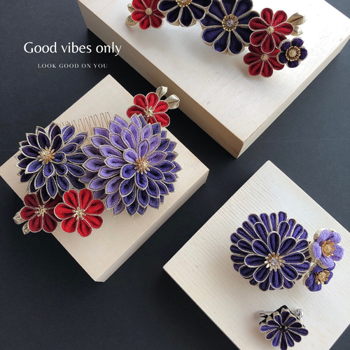 カラーオーダー承ります 花 かんざし 伝統 つまみ細工 髪飾り ちりめん カラーオーダー承ります 花 かんざし 伝統 つまみ細工 髪飾り