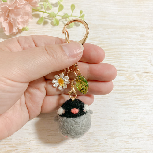 ♡ちびころことりーず♡羊毛フェルト オリジナル文鳥マスコット 白文鳥