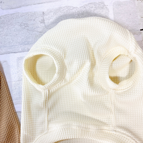 犬服 ハンドメイド人気のくすみカラー♪ ワッフルニットのワンピース