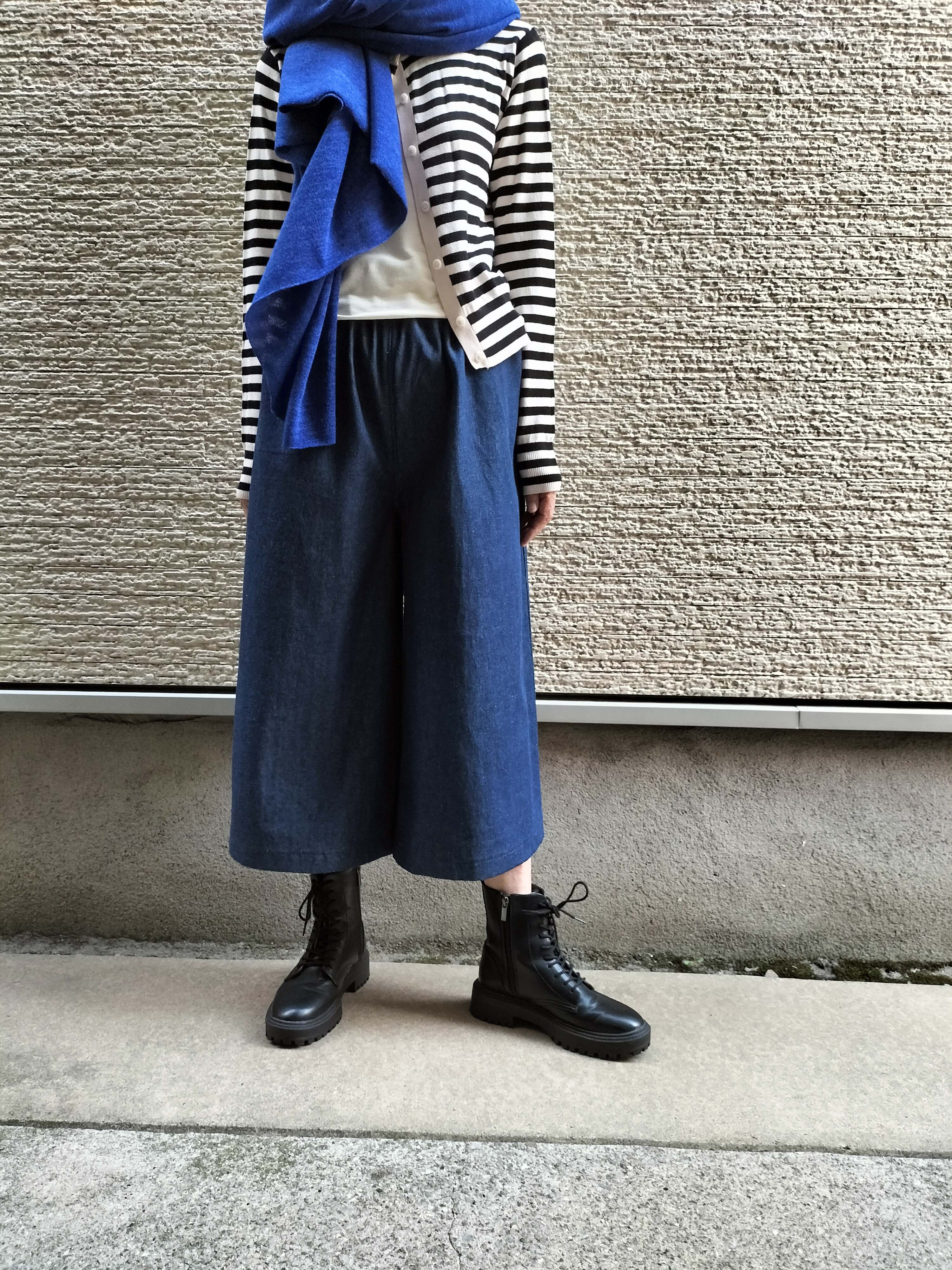 国産春デニム♥『タイムレスなデザイン！♥』ワイドパンツ(インディゴ）M,L,2L,3L,4L