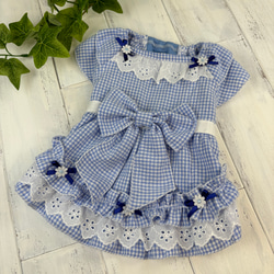 犬服 ハンドメイド 水玉 フリル ワンピース ペット服・アクセサリー