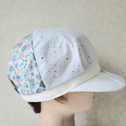 魅せる帽子☆ふわり♪リバーシブルキャスケット～小花プリント&ホワイト 8枚目の画像