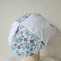 魅せる帽子☆ふわり♪リバーシブルキャスケット～小花プリント&ホワイト 7枚目の画像