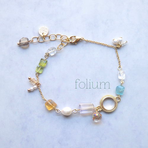 マルチカラーストーンブレスレット ブレスレット folium 通販