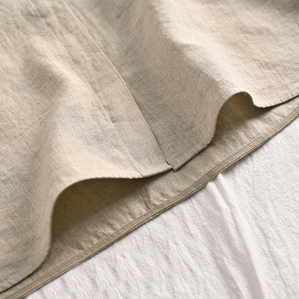 7分袖リネンシャツ　民族風刺繍リネンシャツ　 丸襟半袖リネンシャツ　麻色と白2色　M-2XL　L365 8枚目の画像