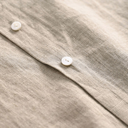 7分袖リネンシャツ　民族風刺繍リネンシャツ　 丸襟半袖リネンシャツ　麻色と白2色　M-2XL　L365 6枚目の画像