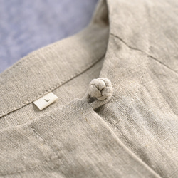 7分袖リネンシャツ　民族風刺繍リネンシャツ　 丸襟半袖リネンシャツ　麻色と白2色　M-2XL　L365 10枚目の画像