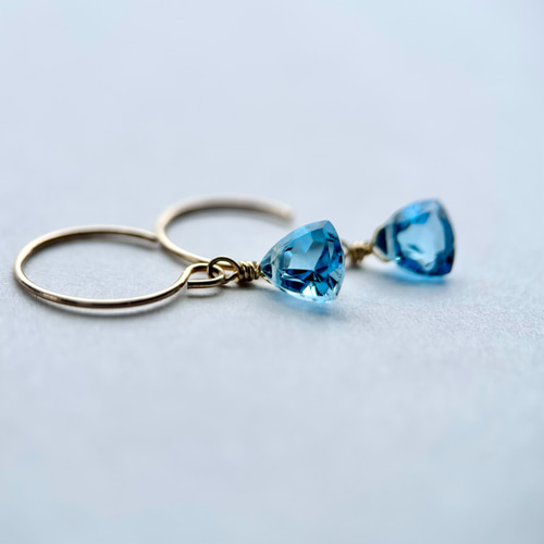 14kgf レア カット トパーズピアス ブルートパーズ6mmの14KGFスタッドピアス ～Charlotte | iichi 日々の