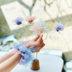 自由に曲げて空間にとける咲き編みの花｜大きいカーネーション｜ブルー 8枚目の画像