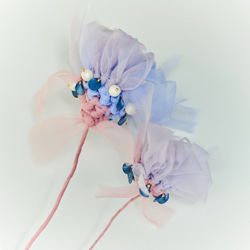 自由に曲げて空間にとける咲き編みの花｜大きいカーネーション｜ブルー 5枚目の画像