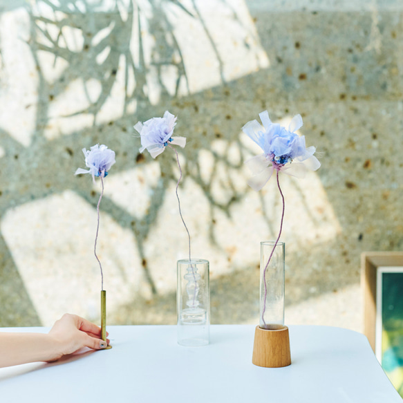 自由に曲げて空間にとける咲き編みの花｜大きいカーネーション｜ブルー 11枚目の画像