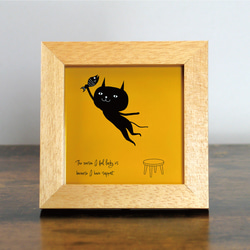 【額付き】 北欧　ネコ　猫　絵　絵画　アート　ポスター　黒猫　イラスト　グッズ　猫モチーフ　雑貨「ねこのひげ　0093」 1枚目の画像