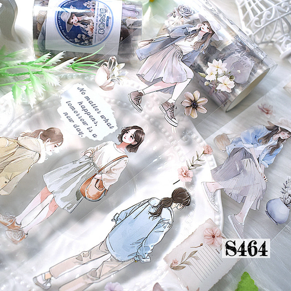 送料無料【S464コラージュ素材】海外PETステッカー 女子 人物