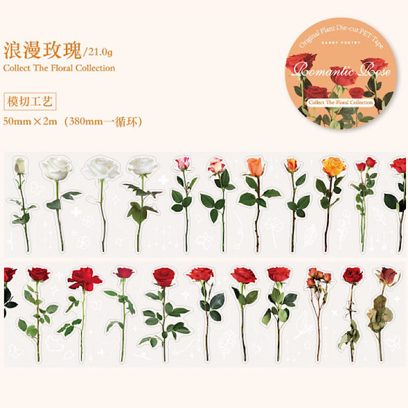 送料無料【S471コラージュ素材】海外PETステッカー 花植物　マステ　ジャーナル　おすそ分け 7枚目の画像