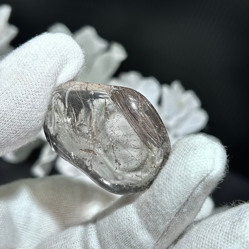 シルバールチルクォーツ 天然石 原石 磨き 握り石 36mm 天然石