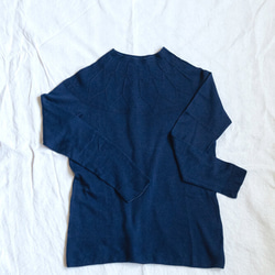 藍染　Organic Cotton 織柄ニットプルオーバー【無縫製】 9枚目の画像