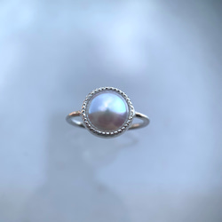 【13号】淡水真珠のシルバーリング（ミルウチ加工） 1枚目の画像