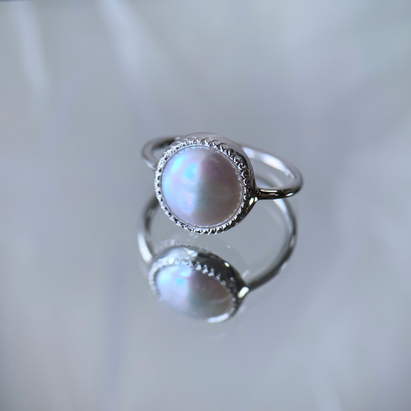 【13号】淡水真珠のシルバーリング（ミルウチ加工） 2枚目の画像