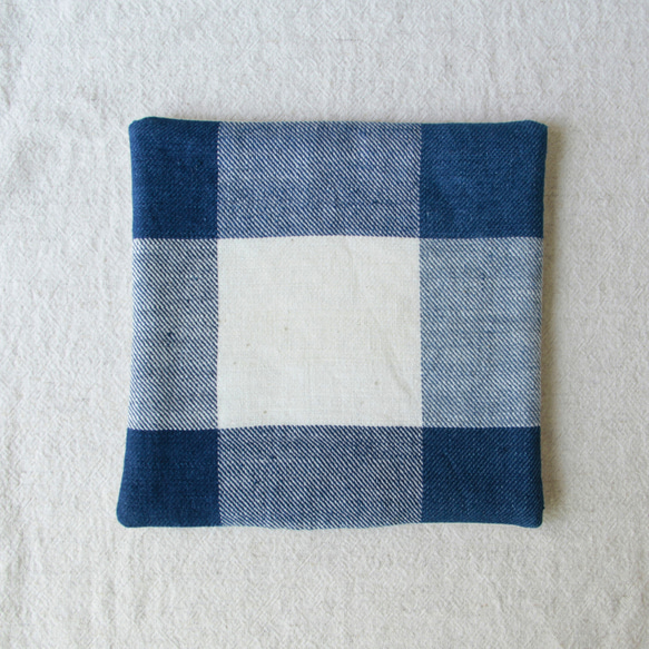 手織り・藍染めポットマット 1枚目の画像