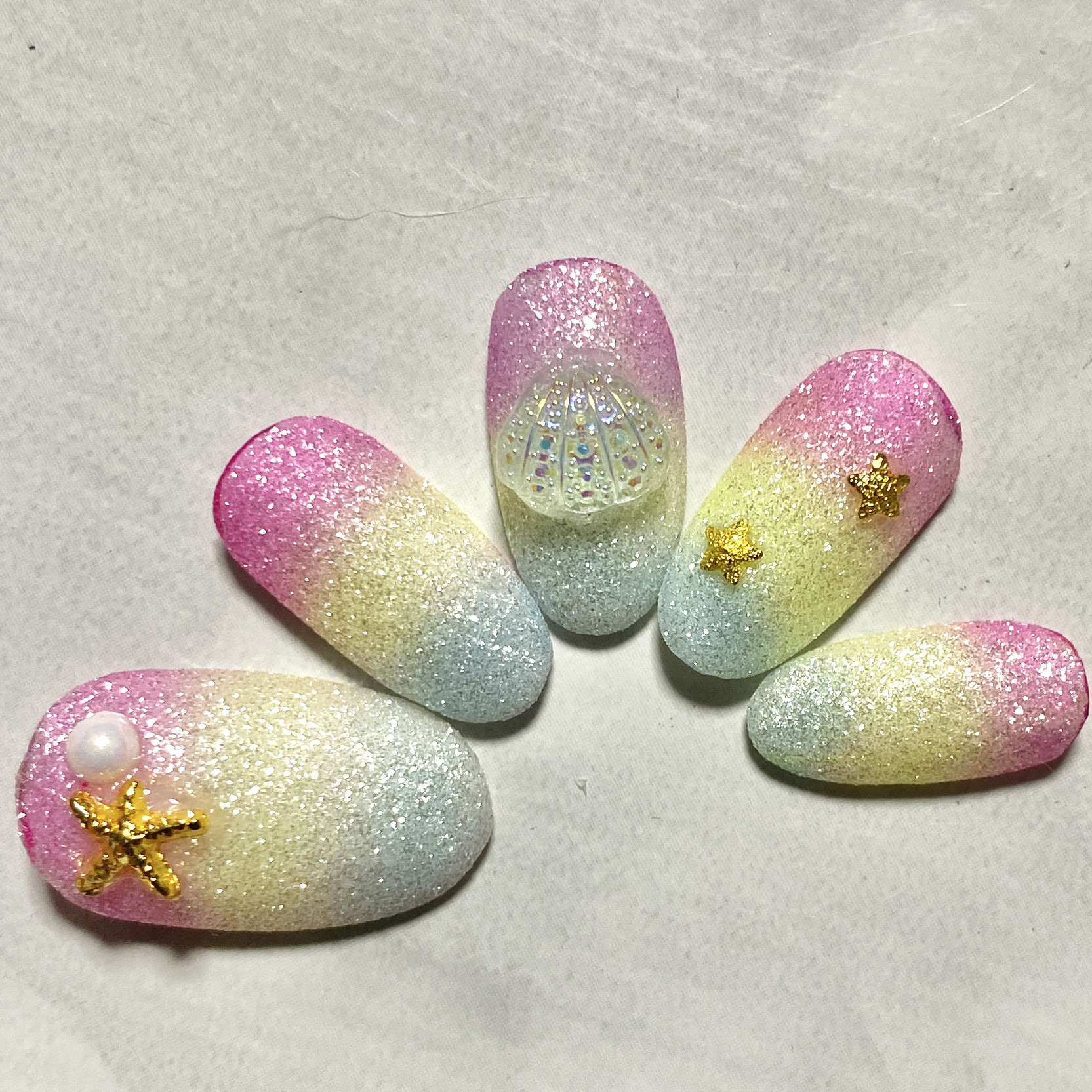 新作⭐︎ パステルビーチ〜シュガースター〜ネイルチップ/短め 対応  