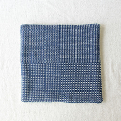 手織り・藍染め　ポットマット・模様織り 1枚目の画像