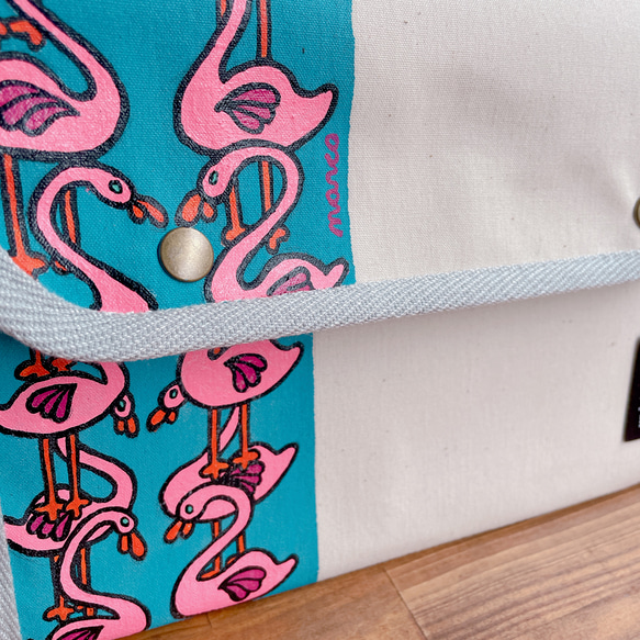 ワイド型★一点限定【flamingo】POPキャンバスマルチケース母子手帳ケース3人用　 4枚目の画像