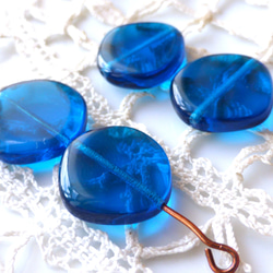 有機的な青　チェコビーズCzech Glass Beads4個 2枚目の画像