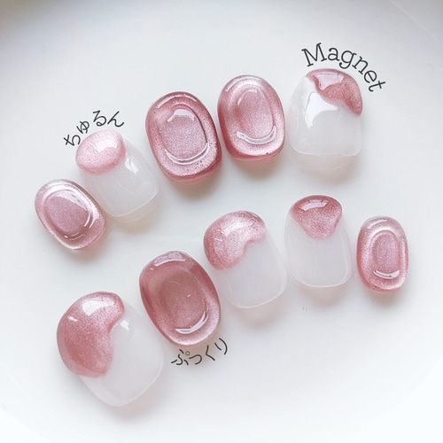 サイズオーダー】No.14 (ネイルチップ/透け感/マグネット/ちゅるん  