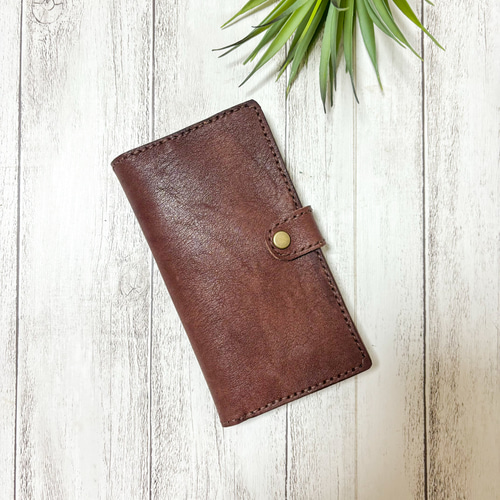 刻印無料♪ 焦茶 ダークブラウン ヴィンデージ 手帳型iPhoneケース